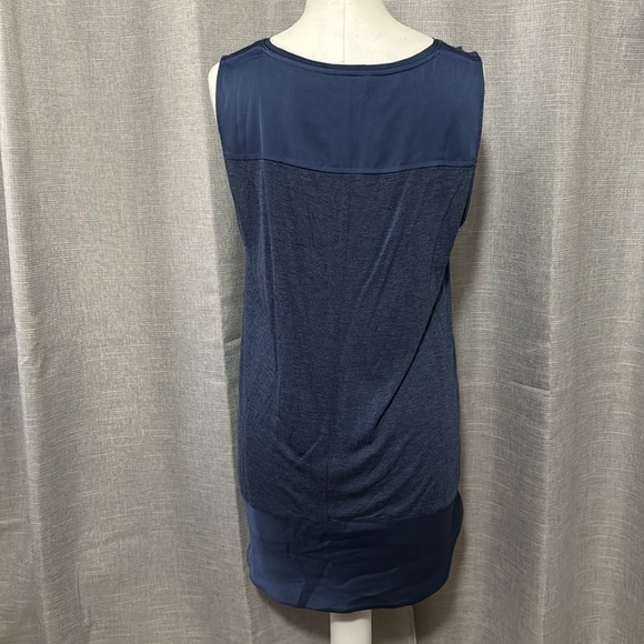 Gorgeous Lands End Tunic Style Tank-Sz M(10/12)-Satiny Trim-Blue-Rayon - Picture 8 of 16